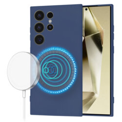 Husa silicon Samsung Galaxy S24 Ultra Techsuit SoftFlex MagSafe, bleumarin