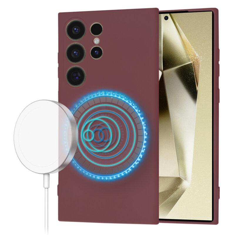 Husa silicon Samsung Galaxy S24 Ultra Techsuit SoftFlex MagSafe, bordo