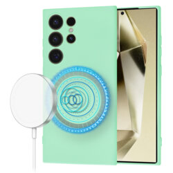 Husa silicon Samsung Galaxy S24 Ultra Techsuit SoftFlex MagSafe, verde deschis