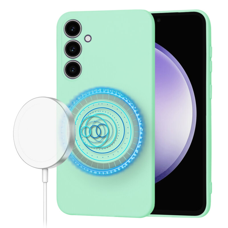 Husa silicon Samsung Galaxy S23 FE Techsuit SoftFlex MagSafe, verde deschis