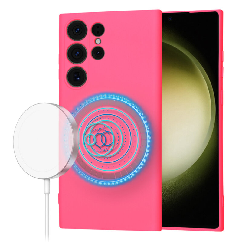 Husa silicon Samsung Galaxy S23 Ultra Techsuit SoftFlex MagSafe, fucsia
