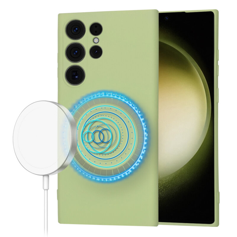 Husa silicon Samsung Galaxy S23 Ultra Techsuit SoftFlex MagSafe, verde
