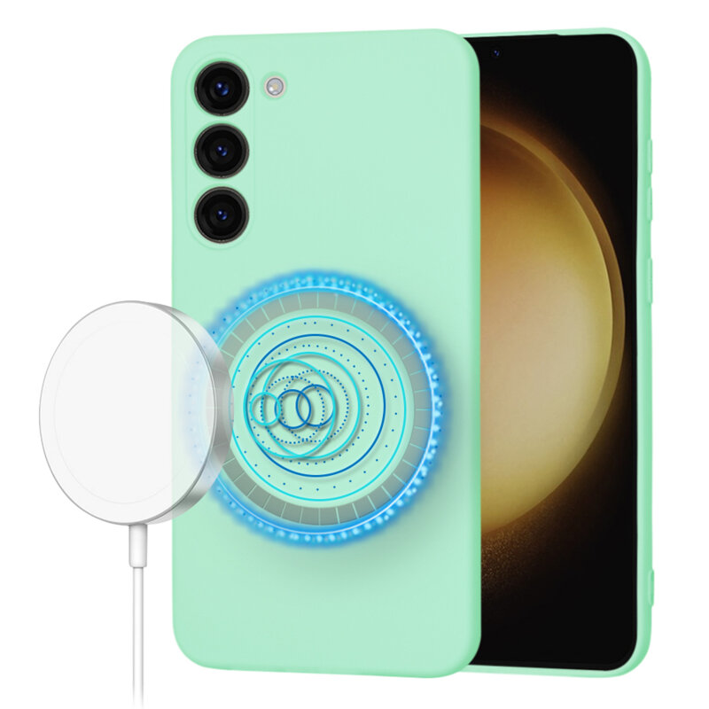 Husa silicon Samsung Galaxy S23 Plus Techsuit SoftFlex MagSafe, verde deschis