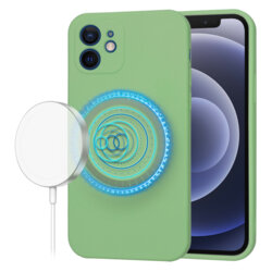 Husa silicon iPhone 12 Techsuit SoftFlex MagSafe, verde deschis