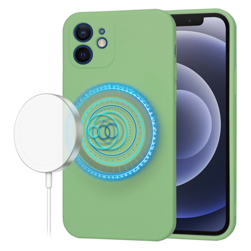 Husa silicon iPhone 12 Techsuit SoftFlex MagSafe, verde deschis