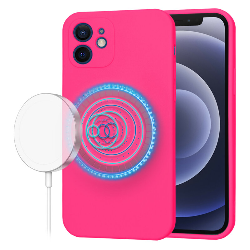 Husa silicon iPhone 12 Techsuit SoftFlex MagSafe, fucsia