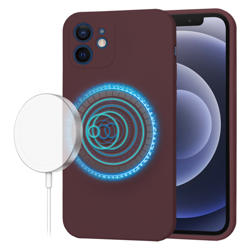 Husa silicon iPhone 12 Techsuit SoftFlex MagSafe, bordo