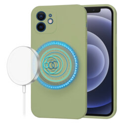 Husa silicon iPhone 12 Techsuit SoftFlex MagSafe, verde