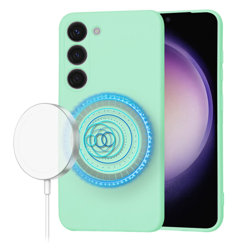 Husa silicon Samsung Galaxy S23 Techsuit SoftFlex MagSafe, verde deschis