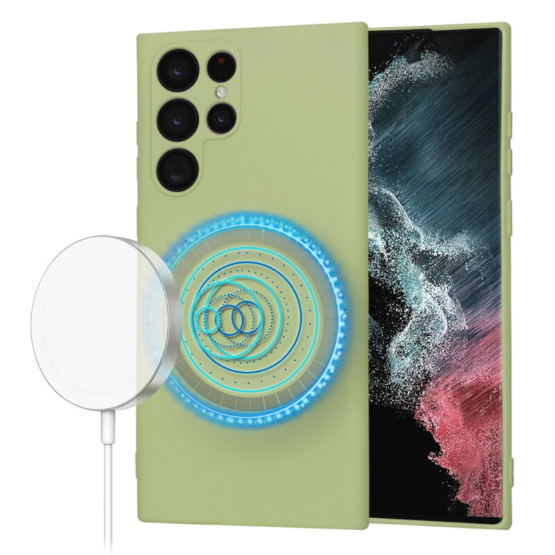 Husa silicon Samsung Galaxy S22 Ultra 5G Techsuit SoftFlex MagSafe, verde