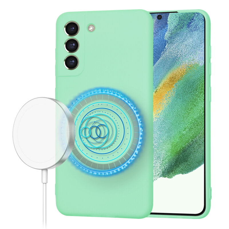 Husa silicon Samsung Galaxy S21 FE 5G Techsuit SoftFlex MagSafe, verde deschis