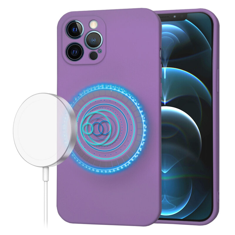 Husa silicon iPhone 12 Pro Max Techsuit SoftFlex MagSafe, mov