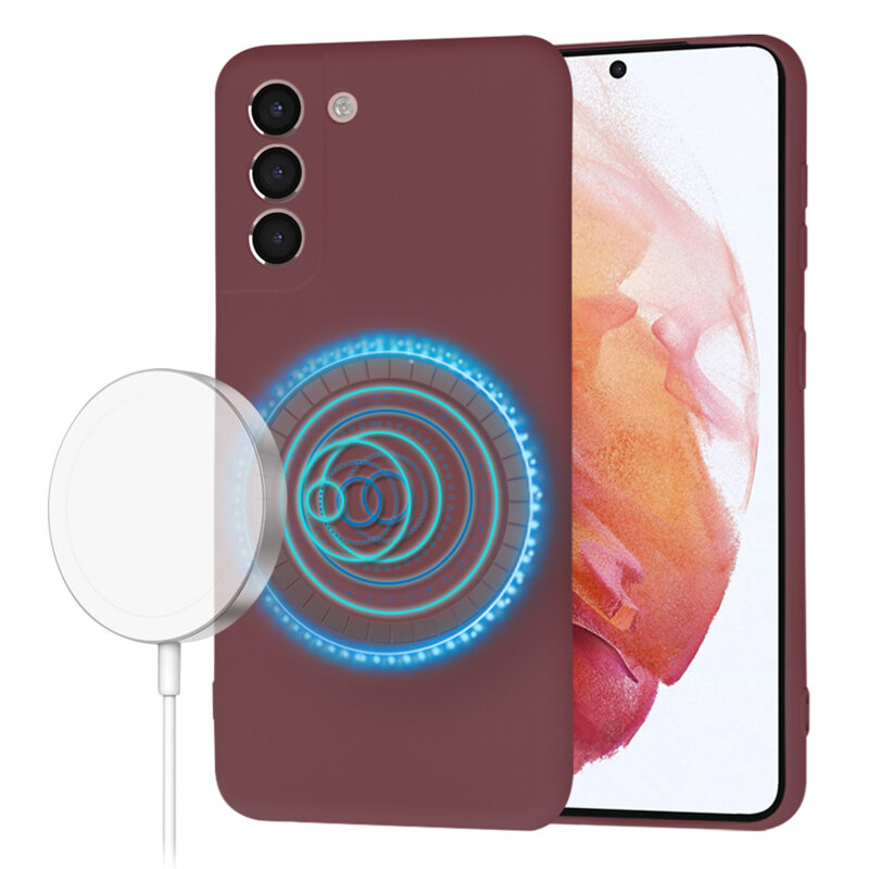 Husa silicon Samsung Galaxy S21 5G Techsuit SoftFlex MagSafe, bordo
