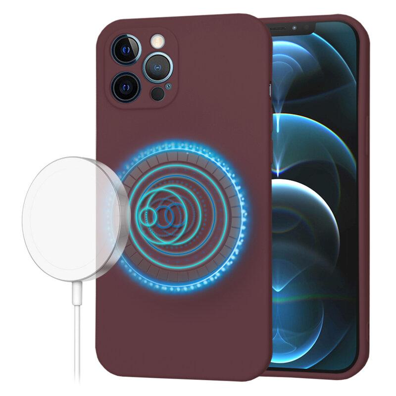Husa silicon iPhone 12 Pro Max Techsuit SoftFlex MagSafe, bordo
