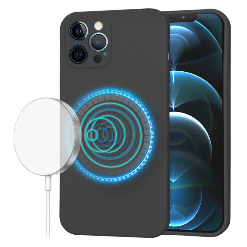 Husa silicon iPhone 12 Pro Max Techsuit SoftFlex MagSafe, negru