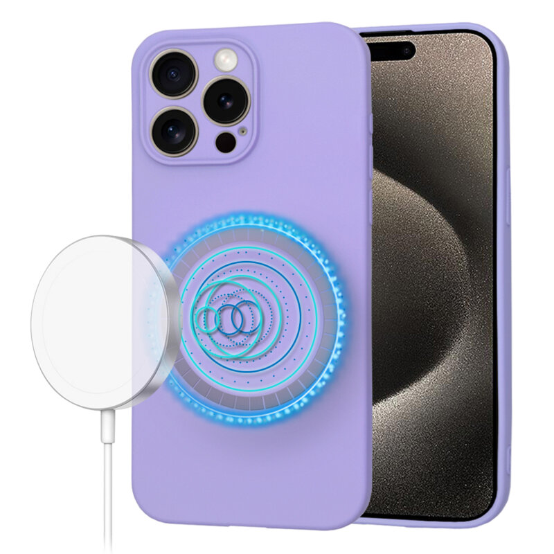 Husa silicon iPhone 15 Pro Max Techsuit SoftFlex MagSafe, violet
