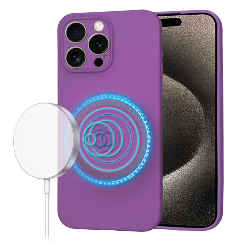 Husa silicon iPhone 15 Pro Max Techsuit SoftFlex MagSafe, mov