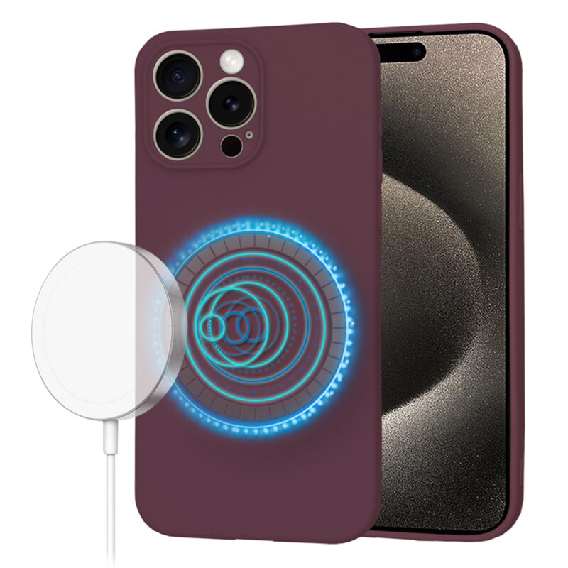Husa silicon iPhone 15 Pro Max Techsuit SoftFlex MagSafe, bordo