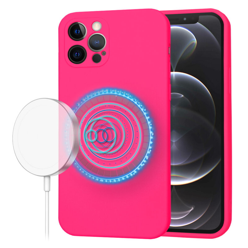 Husa silicon iPhone 12 Pro Techsuit SoftFlex MagSafe, fucsia