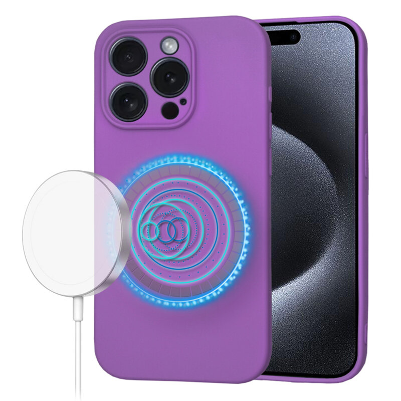 Husa silicon iPhone 15 Pro Techsuit SoftFlex MagSafe, mov