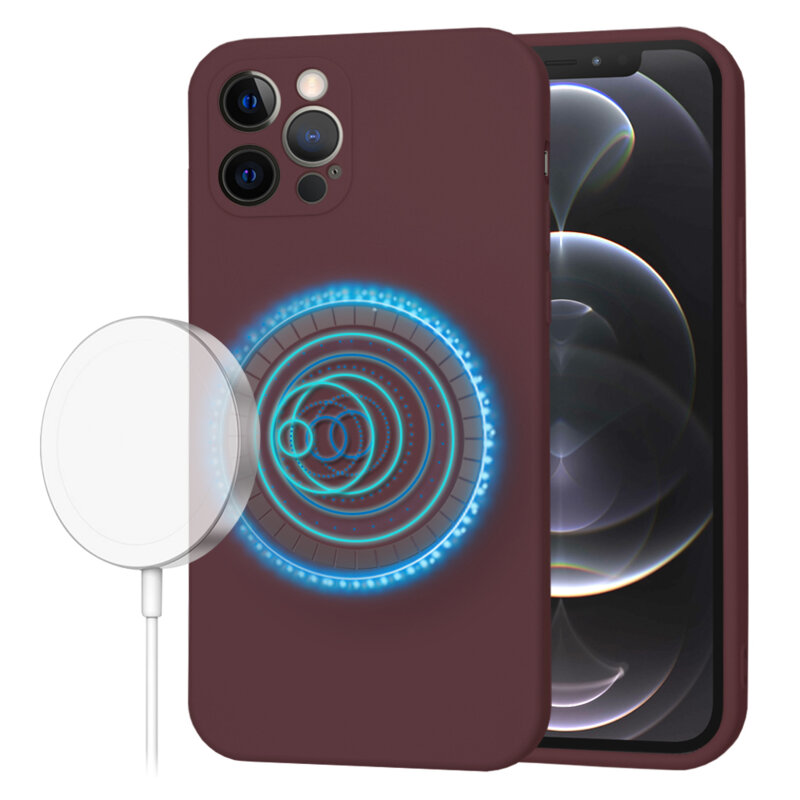Husa silicon iPhone 12 Pro Techsuit SoftFlex MagSafe, bordo