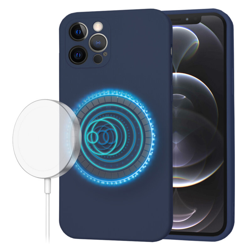Husa silicon iPhone 12 Pro Techsuit SoftFlex MagSafe, bleumarin