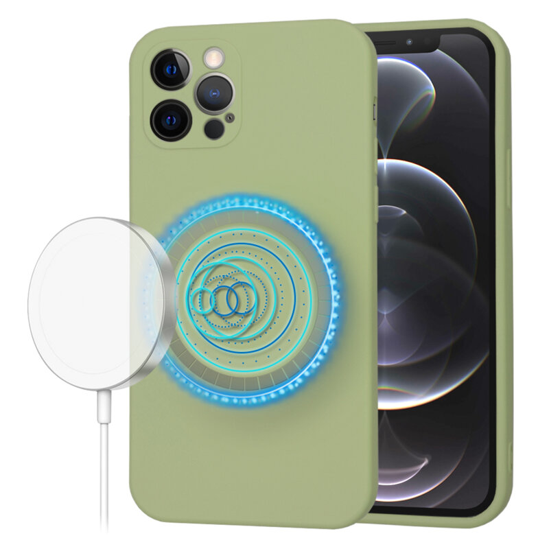 Husa silicon iPhone 12 Pro Techsuit SoftFlex MagSafe, verde
