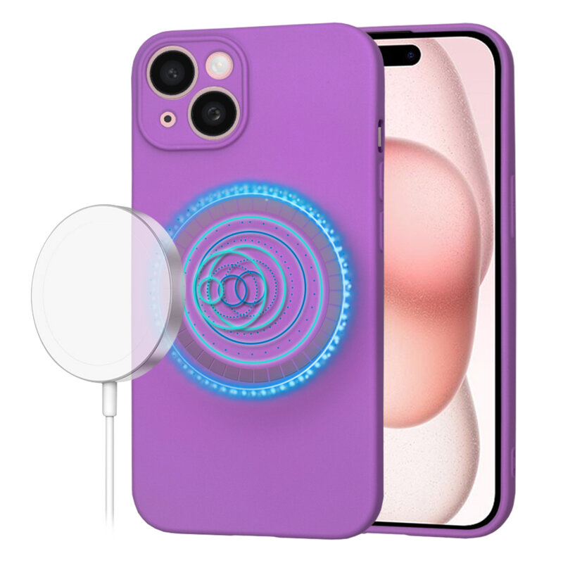 Husa silicon iPhone 15 Techsuit SoftFlex MagSafe, mov