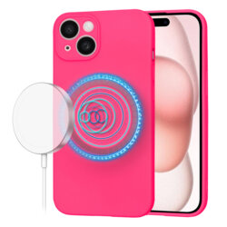 Husa silicon iPhone 15 Techsuit SoftFlex MagSafe, fucsia