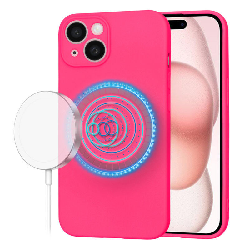 Husa silicon iPhone 15 Techsuit SoftFlex MagSafe, fucsia