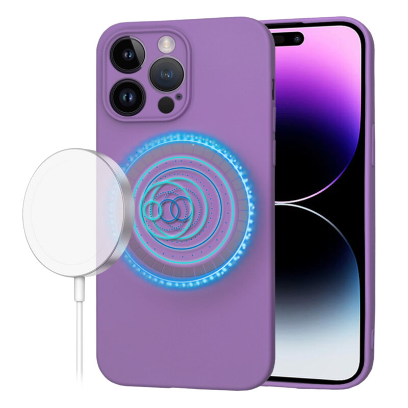 Husa silicon iPhone 14 Pro Max Techsuit SoftFlex MagSafe, mov