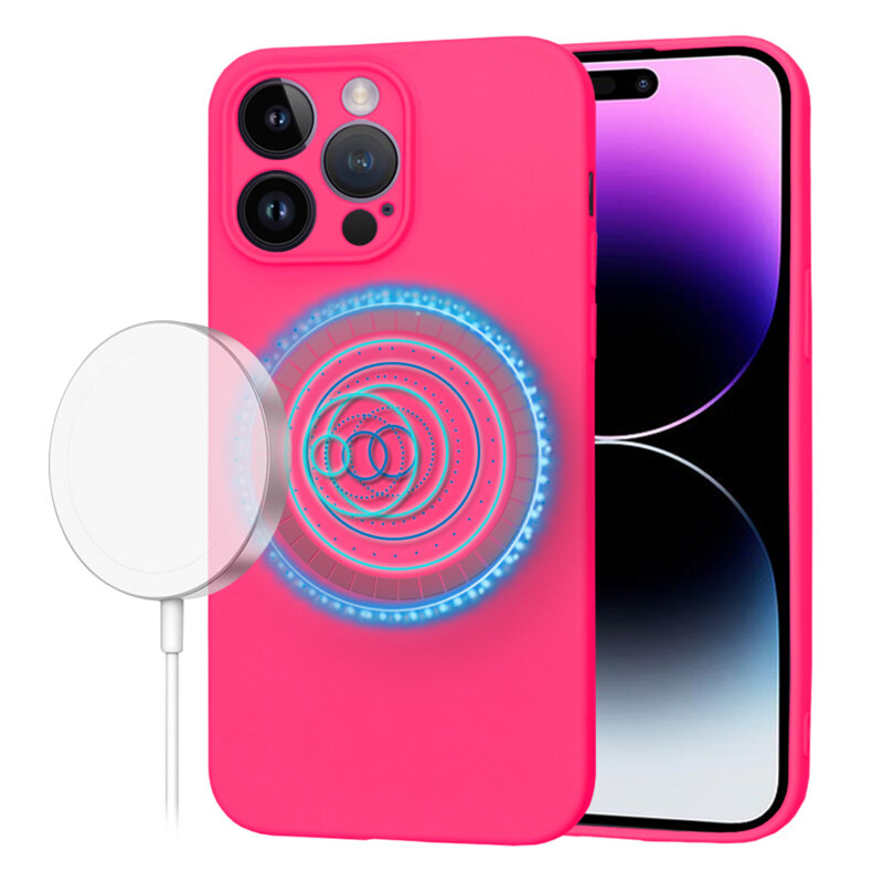 Husa silicon iPhone 14 Pro Max Techsuit SoftFlex MagSafe, fucsia