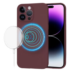Husa silicon iPhone 14 Pro Max Techsuit SoftFlex MagSafe, bordo