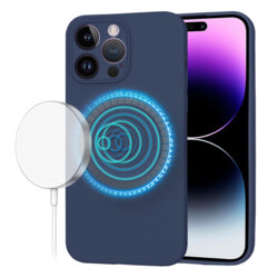Husa silicon iPhone 14 Pro Max Techsuit SoftFlex MagSafe, bleumarin
