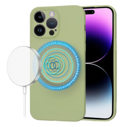 Husa silicon iPhone 14 Pro Max Techsuit SoftFlex MagSafe, verde