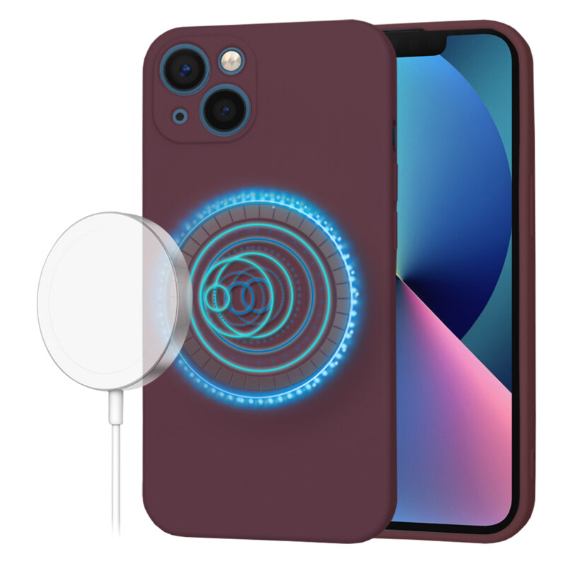 Husa silicon iPhone 13 Techsuit SoftFlex MagSafe, bordo
