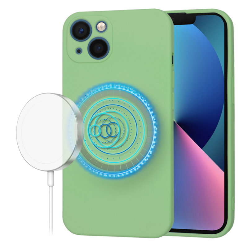 Husa silicon iPhone 13 Techsuit SoftFlex MagSafe, verde deschis