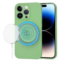 Husa silicon iPhone 14 Pro Techsuit SoftFlex MagSafe, verde deschis