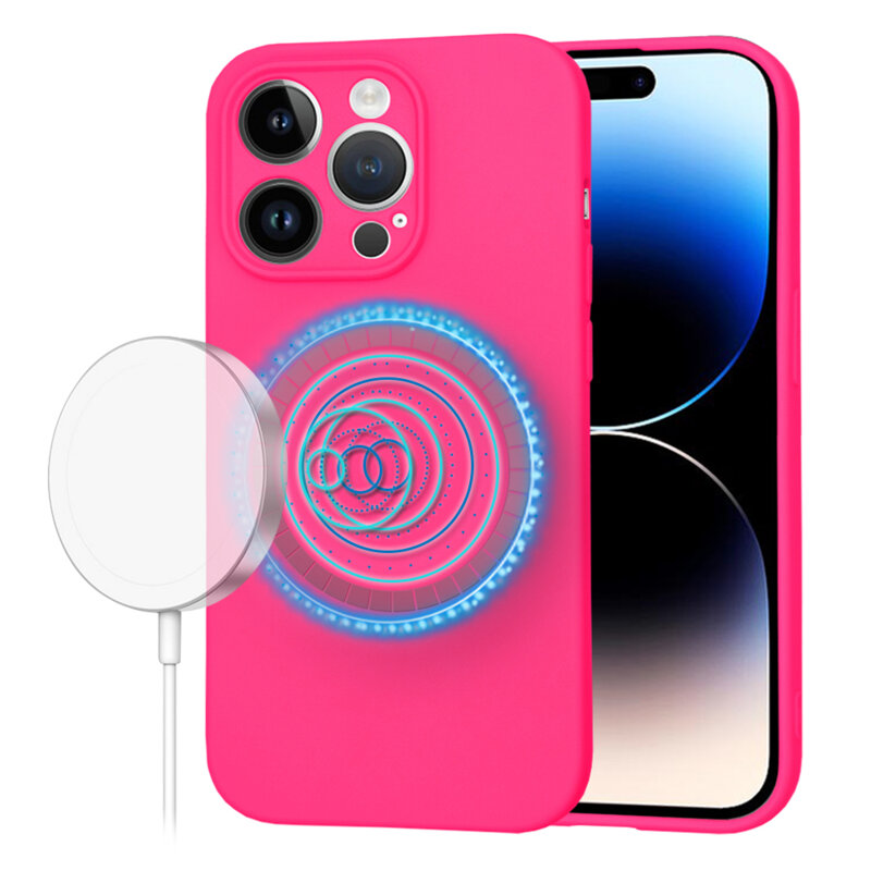 Husa silicon iPhone 14 Pro Techsuit SoftFlex MagSafe, fucsia