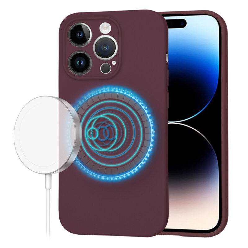 Husa silicon iPhone 14 Pro Techsuit SoftFlex MagSafe, bordo
