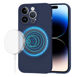 Husa silicon iPhone 14 Pro Techsuit SoftFlex MagSafe, bleumarin