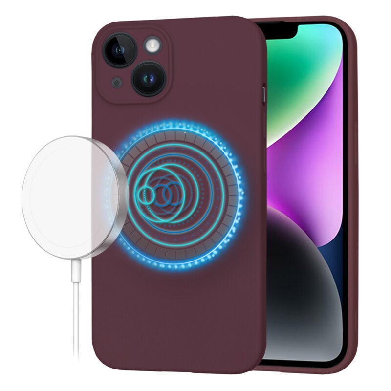 Husa silicon iPhone 14 Techsuit SoftFlex MagSafe, bordo