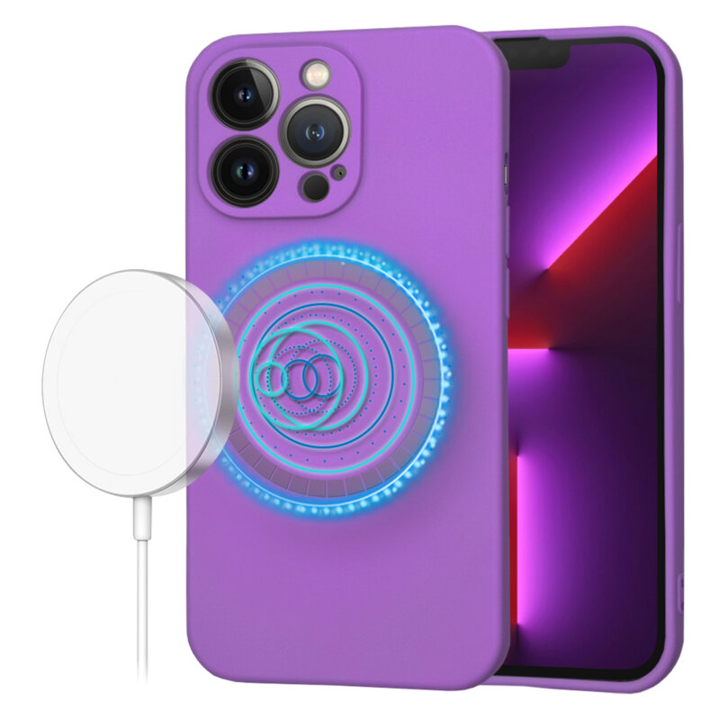 Husa silicon iPhone 13 Pro Techsuit SoftFlex MagSafe, mov
