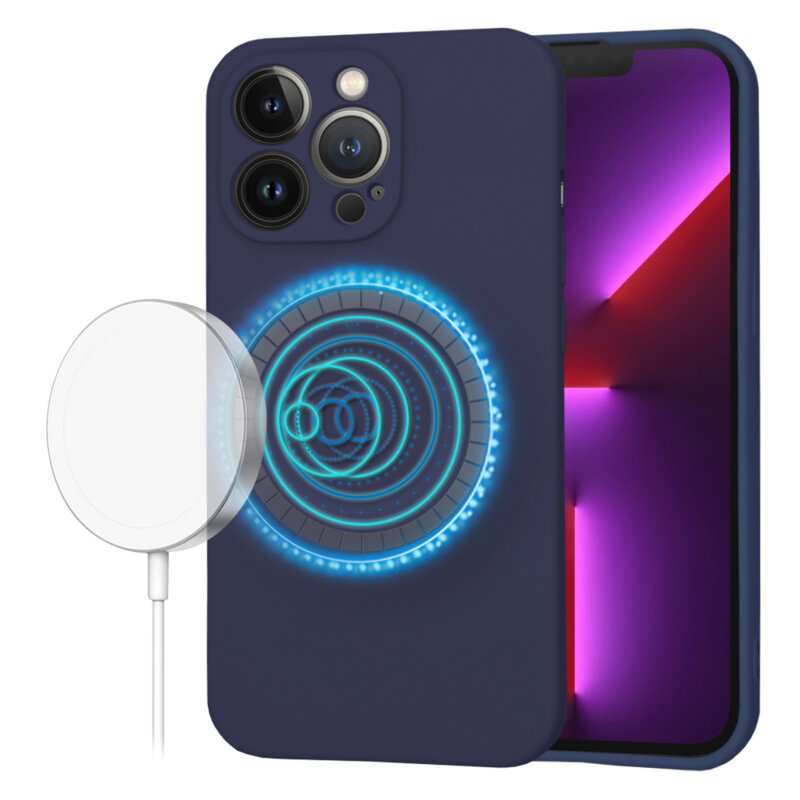 Husa silicon iPhone 13 Pro Techsuit SoftFlex MagSafe, bleumarin