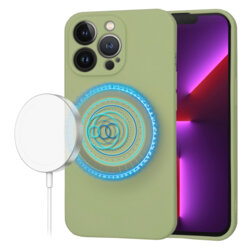 Husa silicon iPhone 13 Pro Techsuit SoftFlex MagSafe, verde