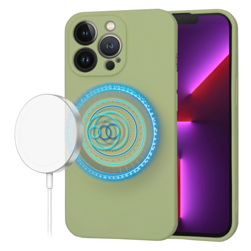 Husa silicon iPhone 13 Pro Techsuit SoftFlex MagSafe, verde