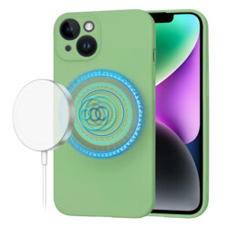 Husa silicon iPhone 14 Techsuit SoftFlex MagSafe, verde deschis
