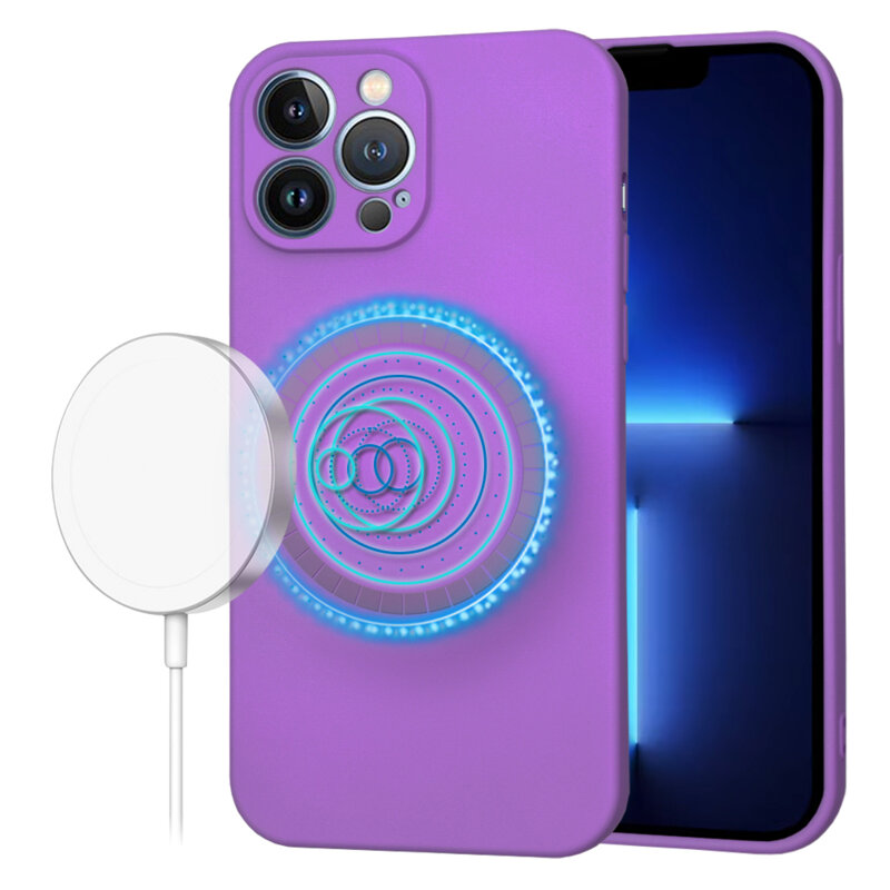 Husa silicon iPhone 13 Pro Max Techsuit SoftFlex MagSafe, mov
