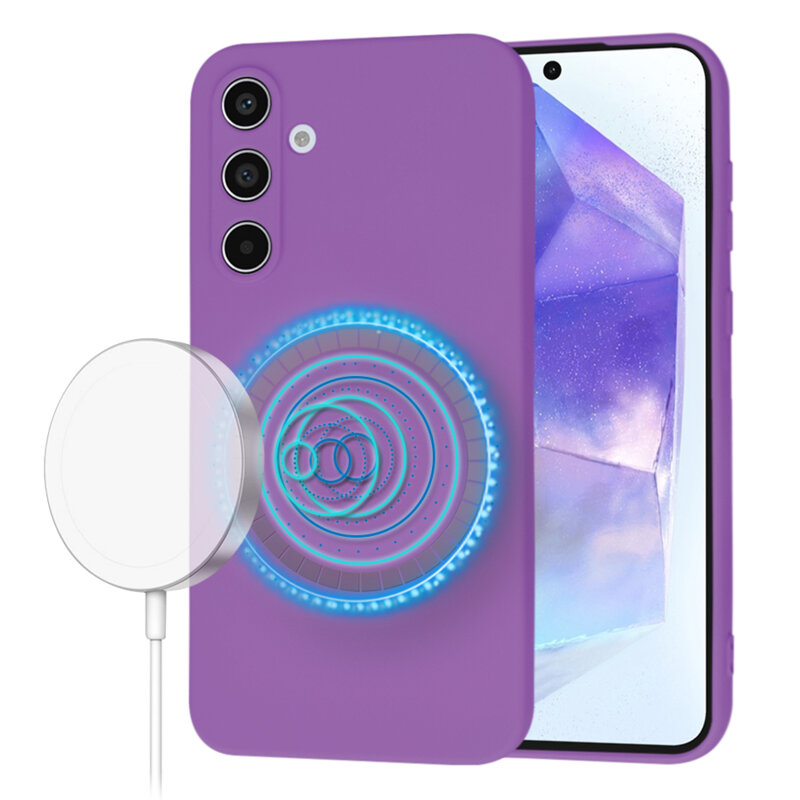 Husa silicon Samsung Galaxy A55 5G Techsuit SoftFlex MagSafe, mov