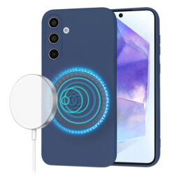 Husa silicon Samsung Galaxy A55 5G Techsuit SoftFlex MagSafe, bleumarin